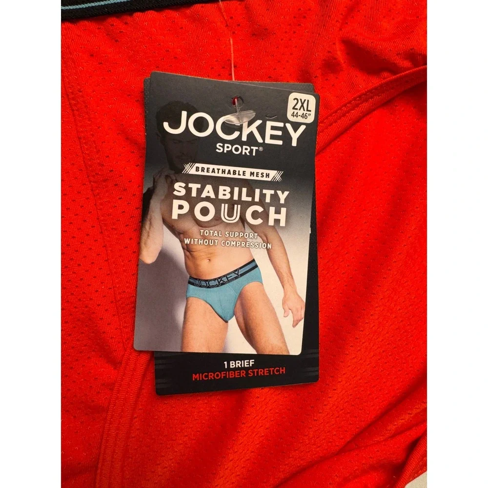 Jockey Sport Stability Pouch Brief Orange Microfiber Mesh 2XL 44-46